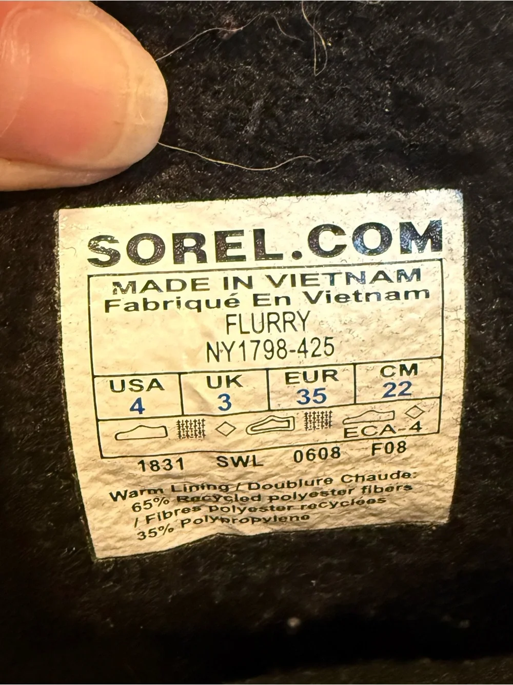 Sorel Youth Flurry Winter Snow Boot Waterproof Black Blue Sz US 4 EU 35